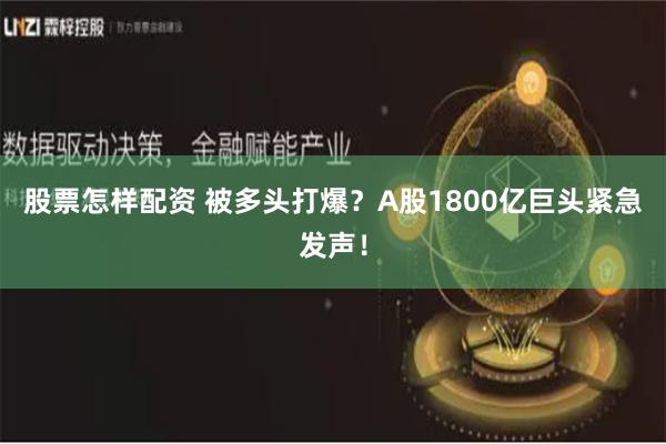 股票怎样配资 被多头打爆？A股1800亿巨头紧急发声！